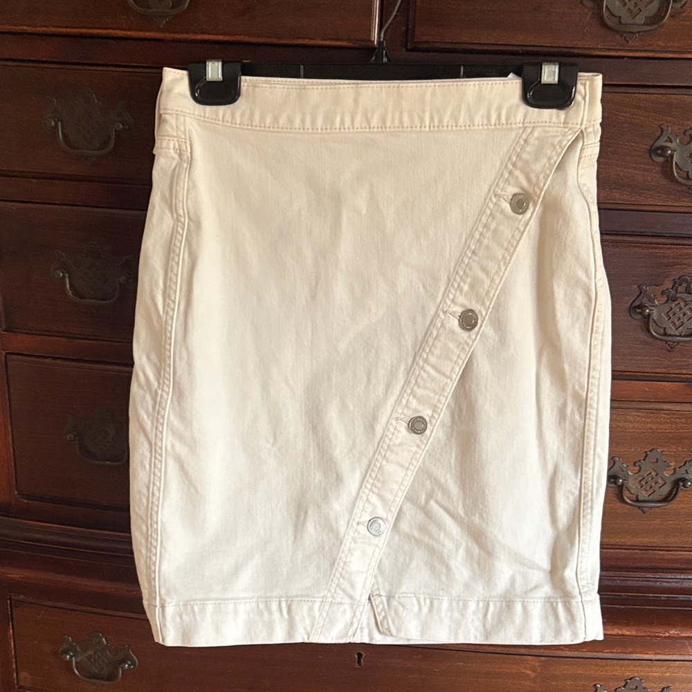 Hudson Jeans Cream Asymmetrical Button Skirt